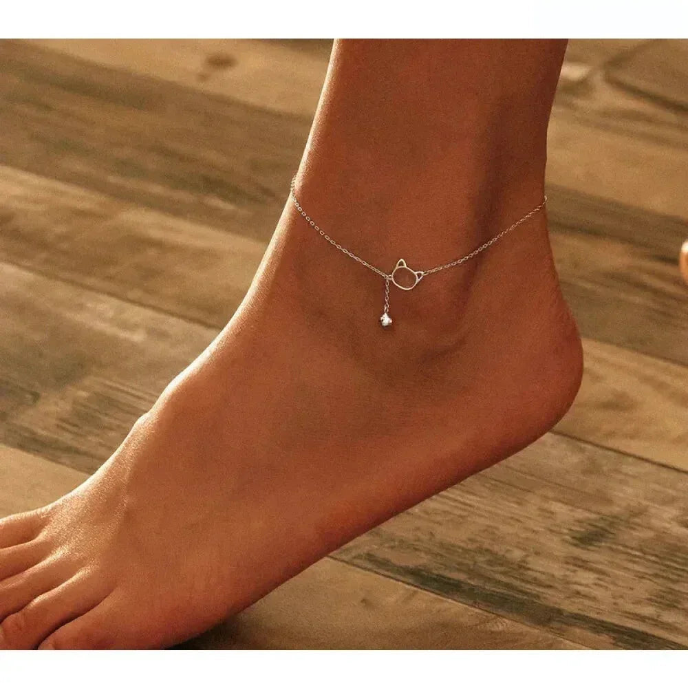 Elegant 925 Sterling Silver Bell And Cat Anklet For Women - Sct003 - Velora Luxury Fashion
