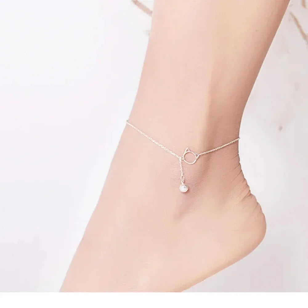 Elegant 925 Sterling Silver Bell And Cat Anklet For Women - Sct003 - Velora Luxury Fashion