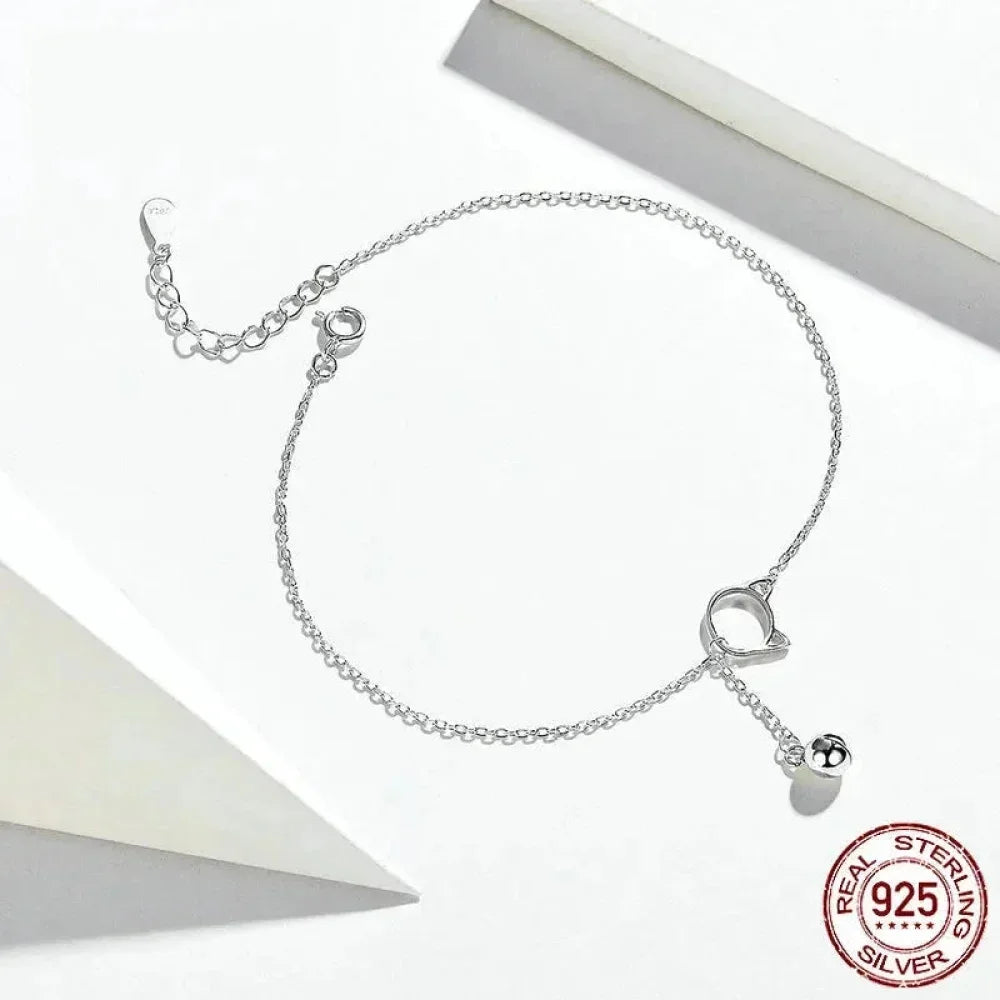 Elegant 925 Sterling Silver Bell And Cat Anklet For Women - Sct003 - Velora Luxury Fashion