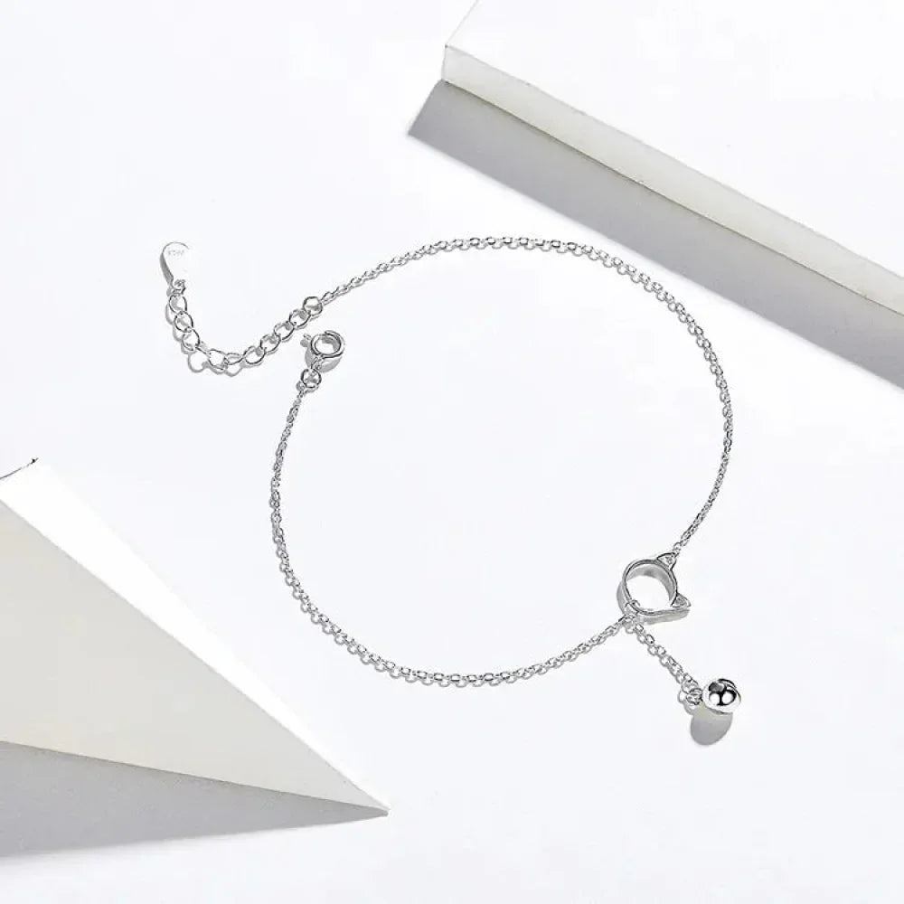 Elegant 925 Sterling Silver Bell And Cat Anklet For Women - Sct003 - Velora Luxury Fashion