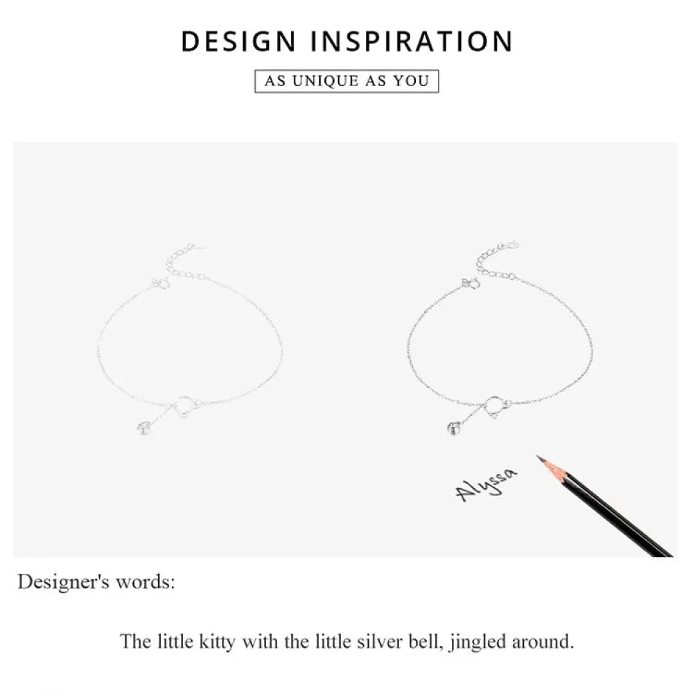 Elegant 925 Sterling Silver Bell And Cat Anklet For Women - Sct003 - Velora Luxury Fashion