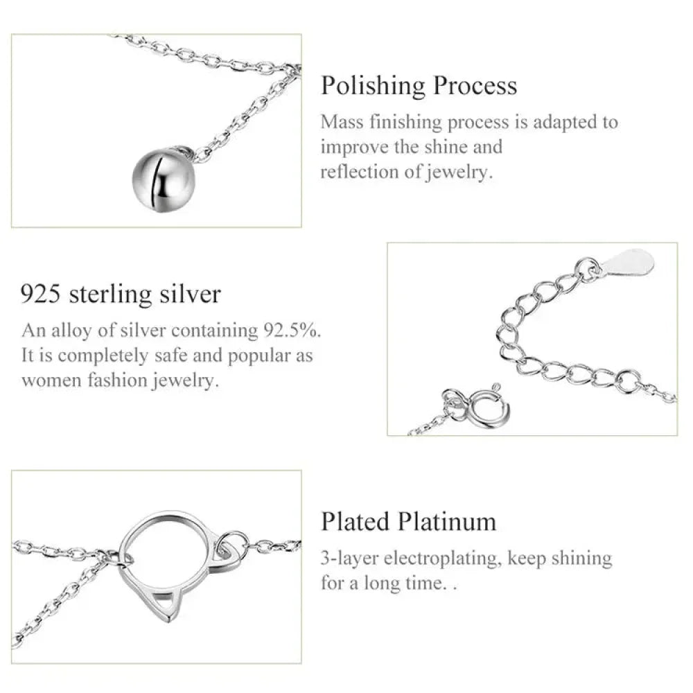 Elegant 925 Sterling Silver Bell And Cat Anklet For Women - Sct003 - Velora Luxury Fashion