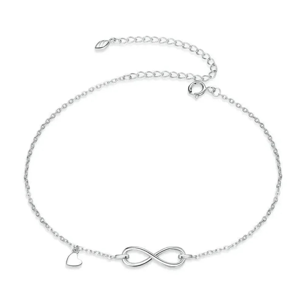 Elegant 925 Sterling Silver Infinity Chain Anklet - Trendy Summer Foot Jewelry - Velora Luxury Fashion