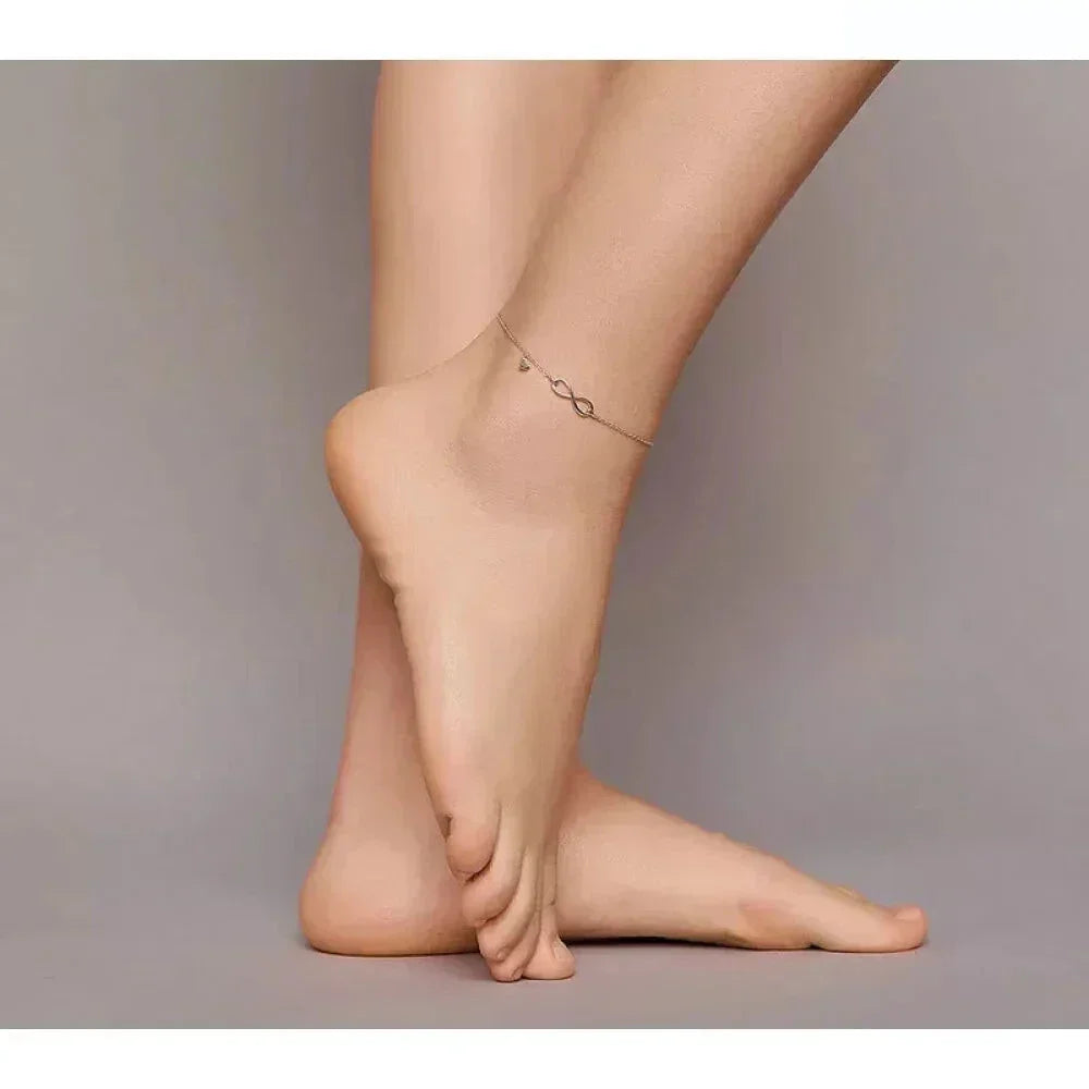 Elegant 925 Sterling Silver Infinity Chain Anklet - Trendy Summer Foot Jewelry - Velora Luxury Fashion