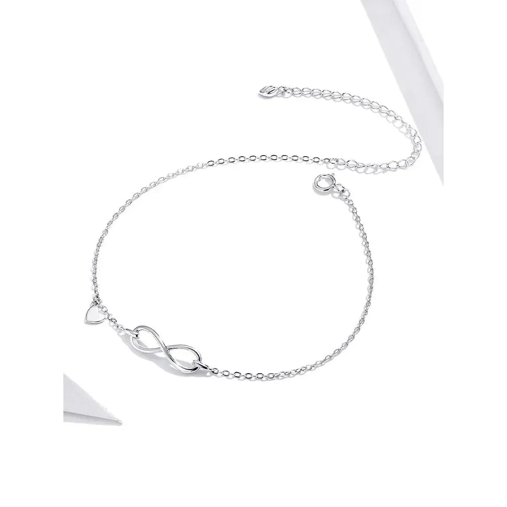 Elegant 925 Sterling Silver Infinity Chain Anklet - Trendy Summer Foot Jewelry - Velora Luxury Fashion