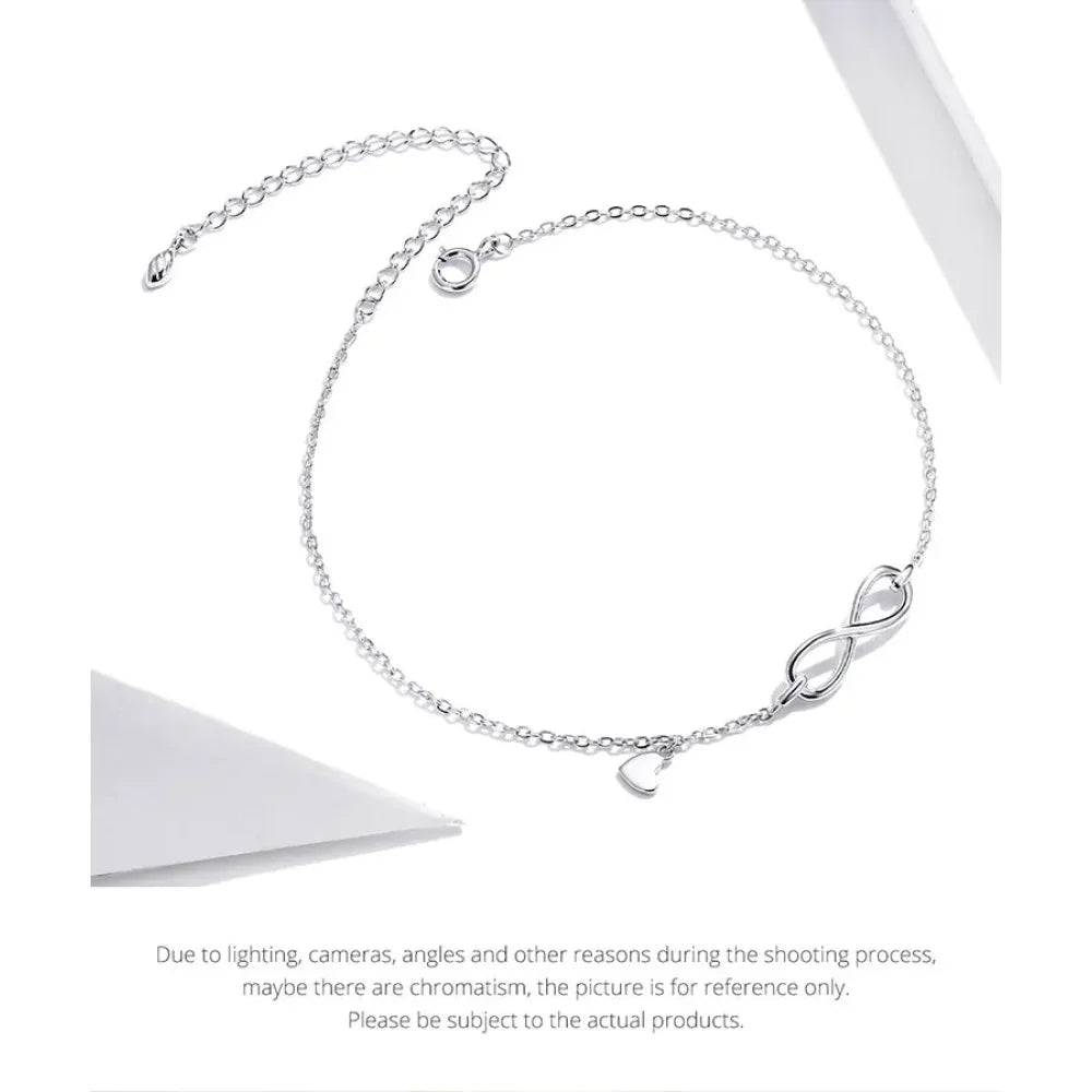 Elegant 925 Sterling Silver Infinity Chain Anklet - Trendy Summer Foot Jewelry - Velora Luxury Fashion