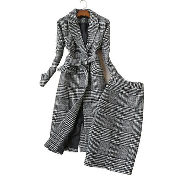 Elegant Luxury Business Office Corporate Tweed Plaid Skirt suit Outfit set 2pcs