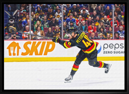 Elias Petterson 20x29 Framed Canvas Canucks Shooting-H - Velora Luxury Fashion