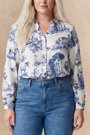 Ella Shirt Button Front Toile de Jouy