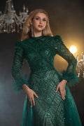 Embellished Long sleeves Evening Gown - Velora Luxury Fashion