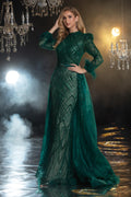 Embellished Long sleeves Evening Gown - Velora Luxury Fashion