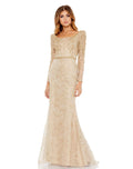 Embroidered Appliqué Shoulder Detail Trumpet Gown - Velora Luxury Fashion