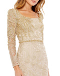 Embroidered Appliqué Shoulder Detail Trumpet Gown - Velora Luxury Fashion