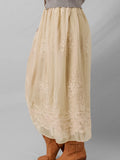 Embroidered Mesh Overlay Flowy Midi Skirt - Velora Luxury Fashion
