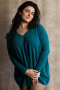 Emma V-Neck Oversize Sweater Long Sleeve Loose Fit Soft Knit Casual Cozy - Velora Luxury Fashion