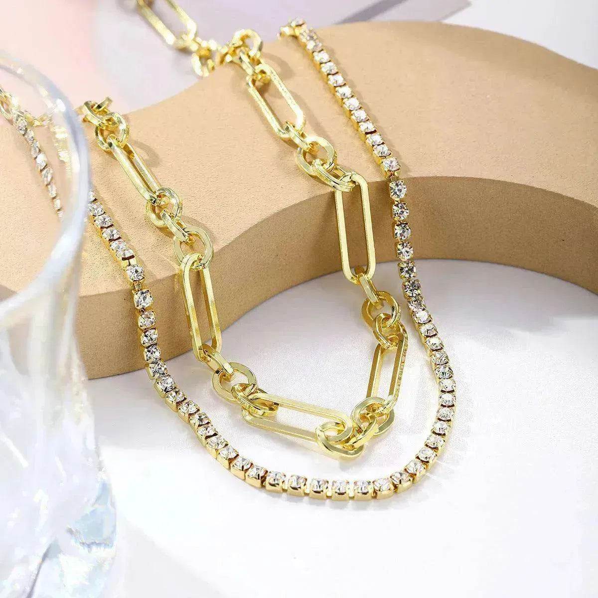 European And American Accessories Stitching Mixed Color Zircon Necklace - Velora