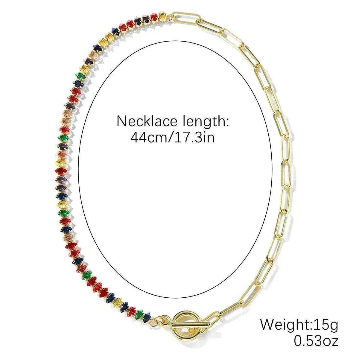 European And American Accessories Stitching Mixed Color Zircon Necklace - Velora