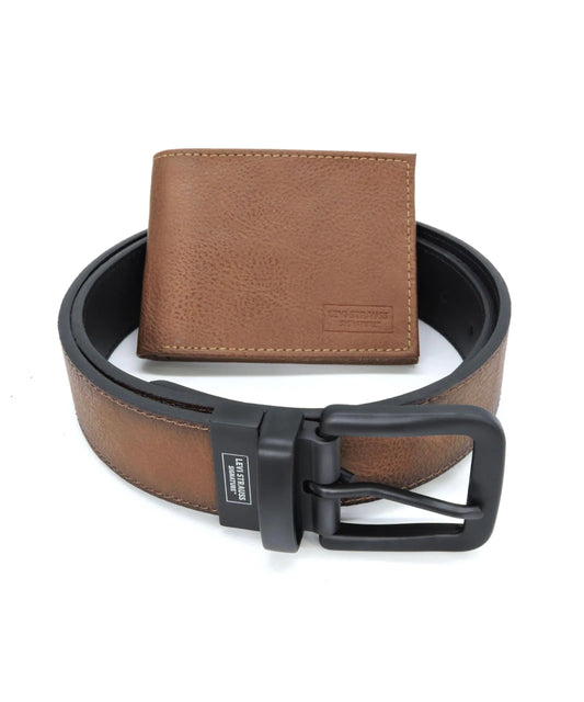 Levi Strauss Men's Reversible Leather Belt & Wallet Combo
