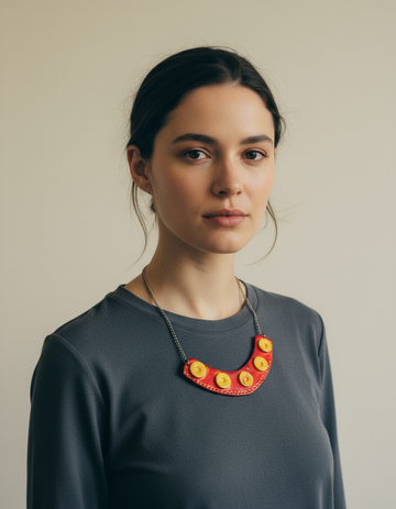 Extra Large Statement Necklace in Burnt Orange, Yellow - Velora Luxury Fashion