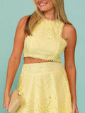 Eyelet Lace Top and Maxi Skirt Set - Velora Luxury Fashion