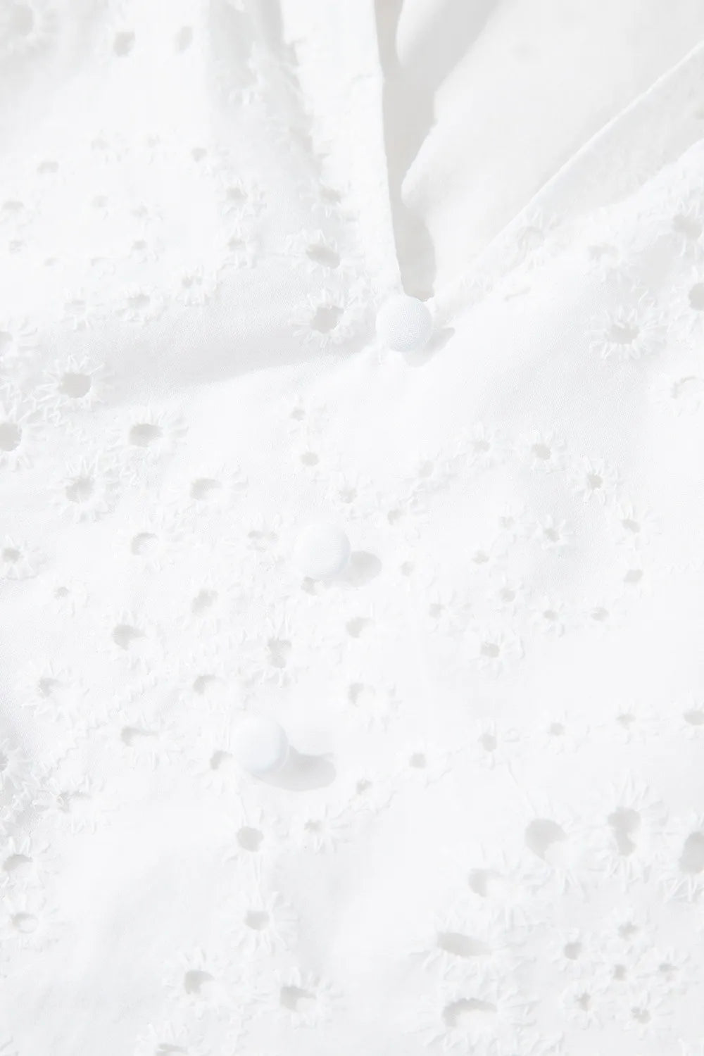 Eyelet Notched Short Sleeve Blouse - Velora Luxury Fashion