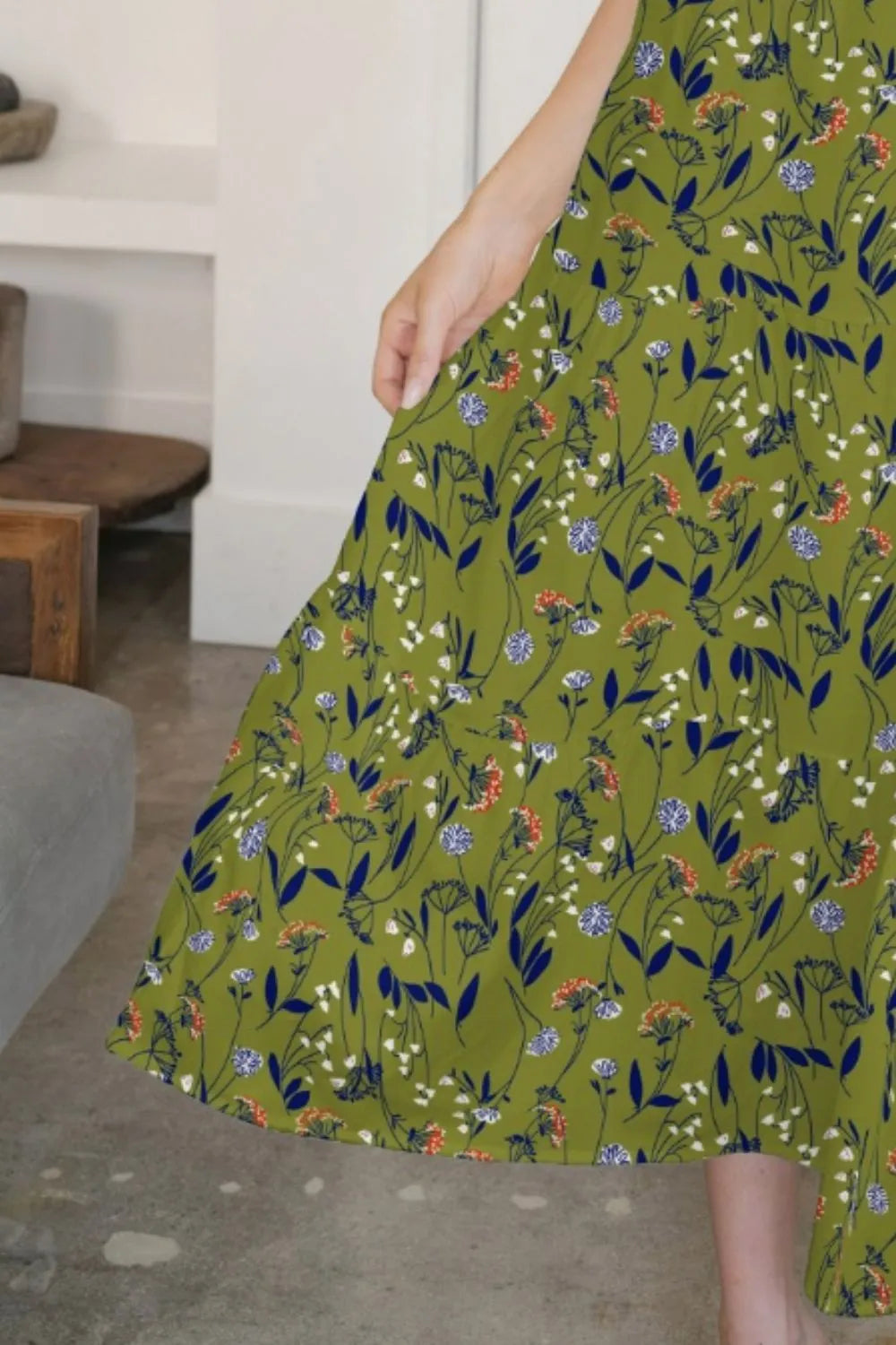 FAM-FAM Tiered Printed V-Neck Sleeveless Dress - Velora Luxury Fashion