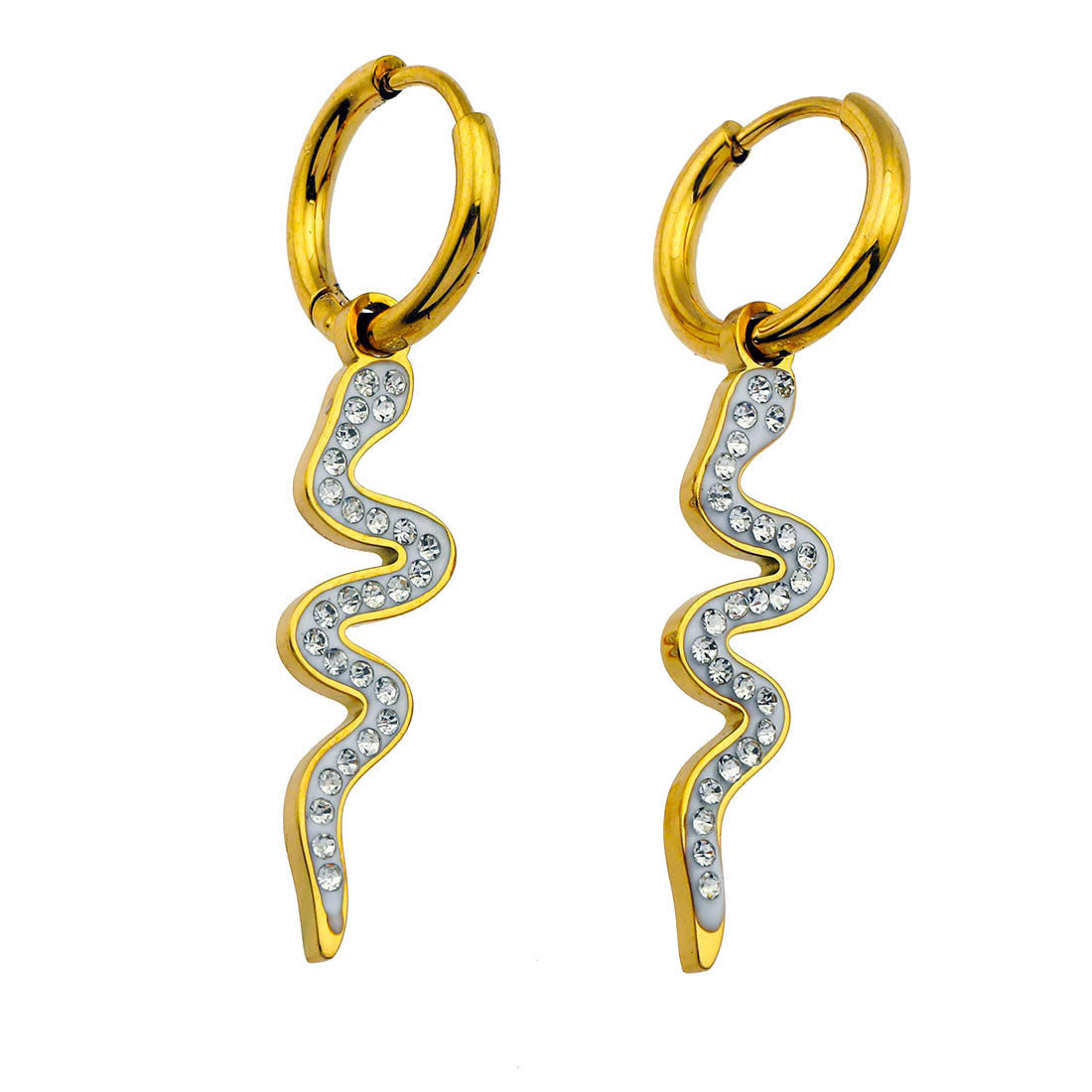 FANG: Zirconia Embedded Serpent Drop Earrings - Velora Luxury Fashion
