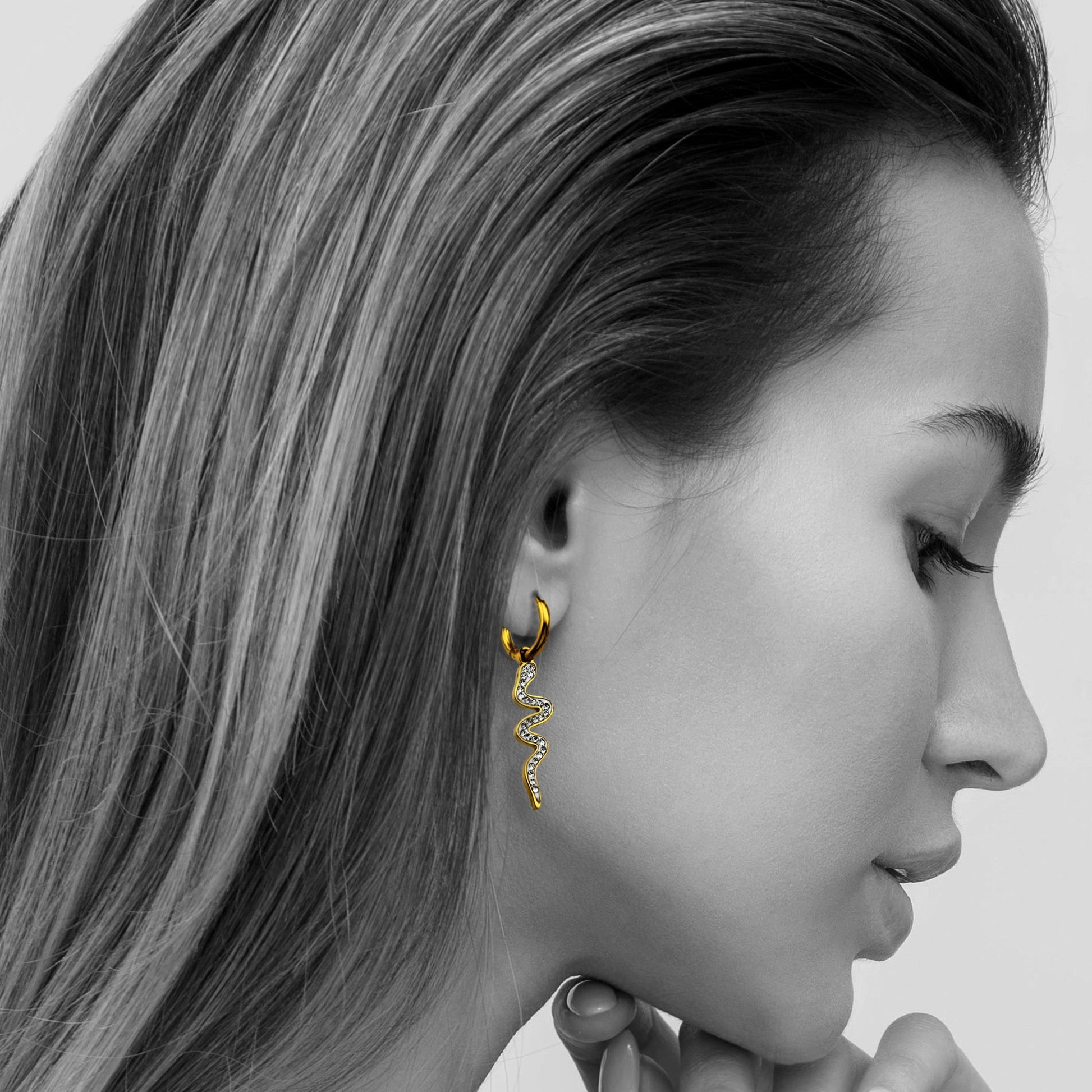 FANG: Zirconia Embedded Serpent Drop Earrings - Velora Luxury Fashion