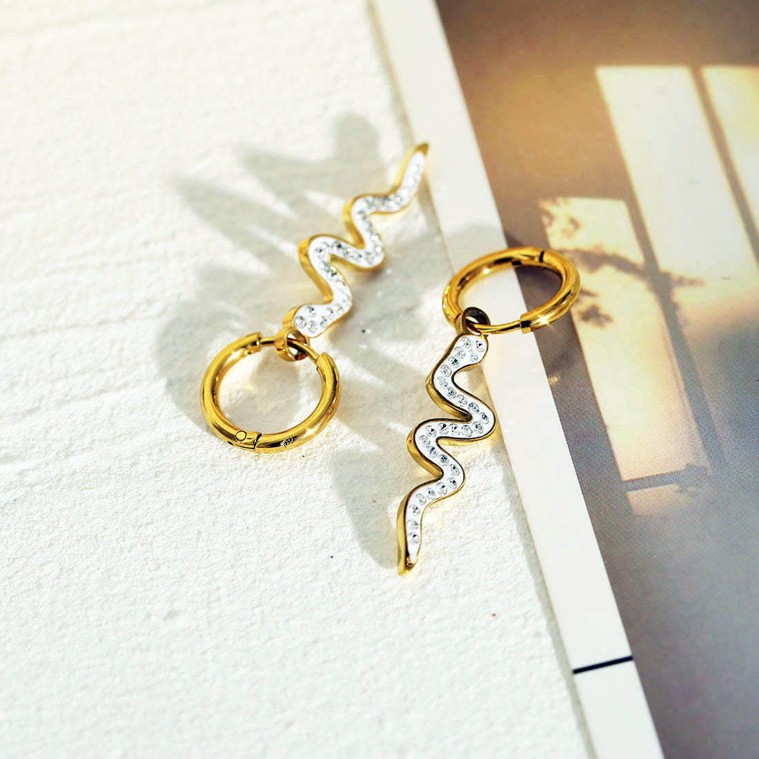 FANG: Zirconia Embedded Serpent Drop Earrings - Velora Luxury Fashion