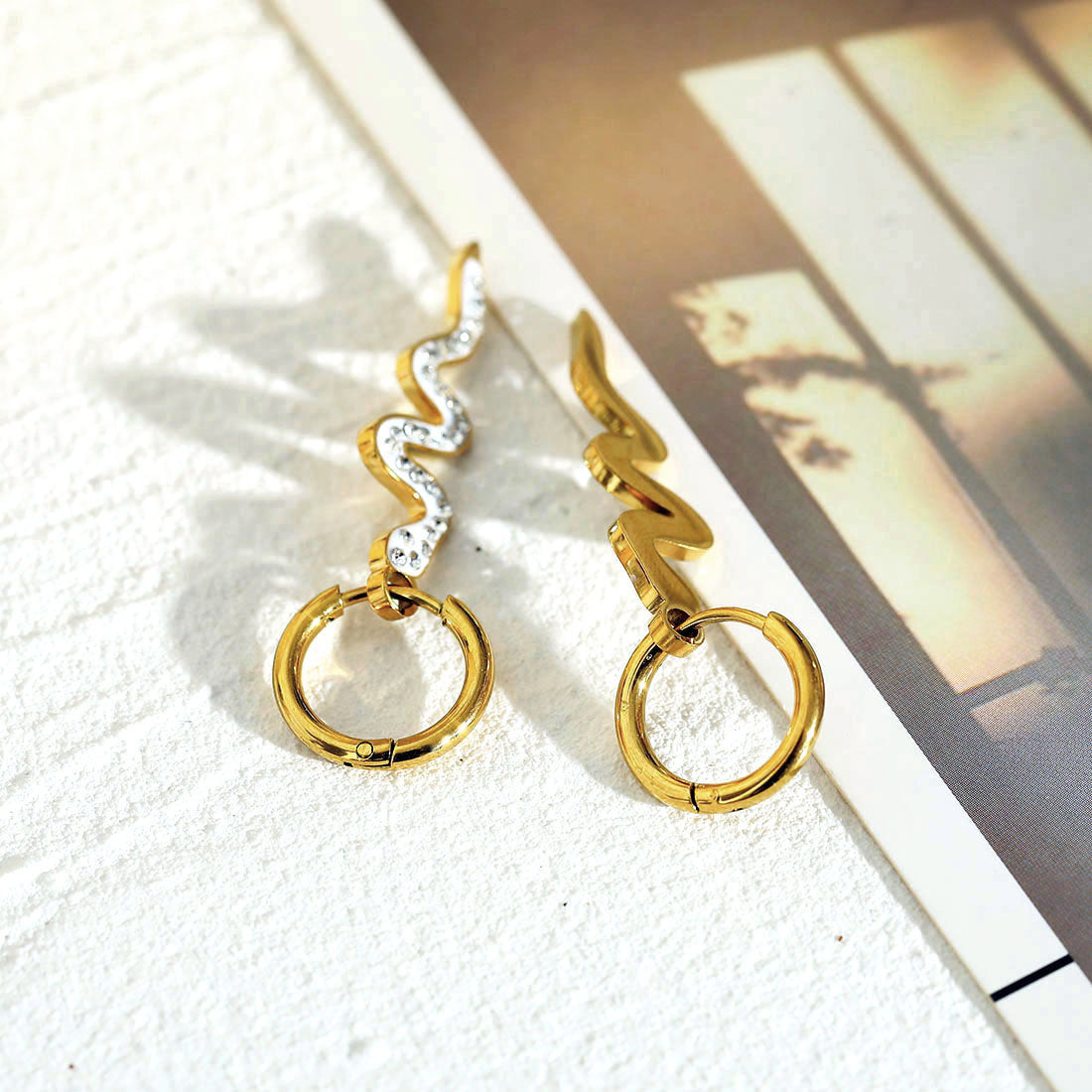FANG: Zirconia Embedded Serpent Drop Earrings - Velora Luxury Fashion