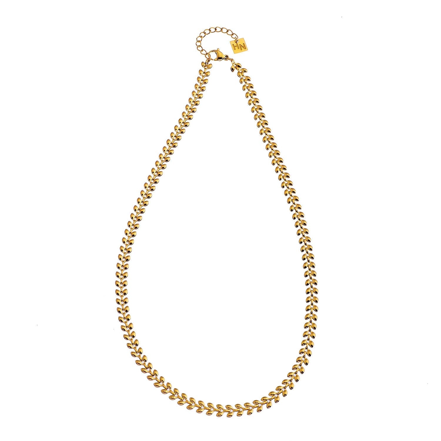 FANIA: Leafy Patterned Bold Chain Necklace - Velora Luxury Fashion
