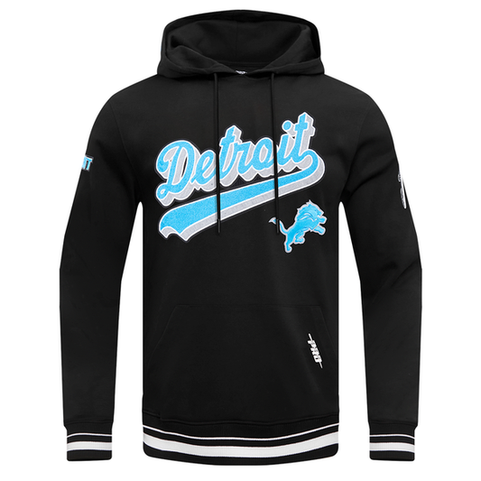 Detroit Lions Script Tail Rib FLC PO Hoodie - Velora