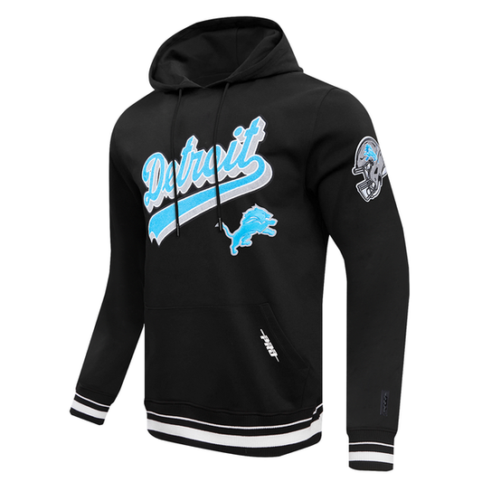 Detroit Lions Script Tail Rib FLC PO Hoodie - Velora