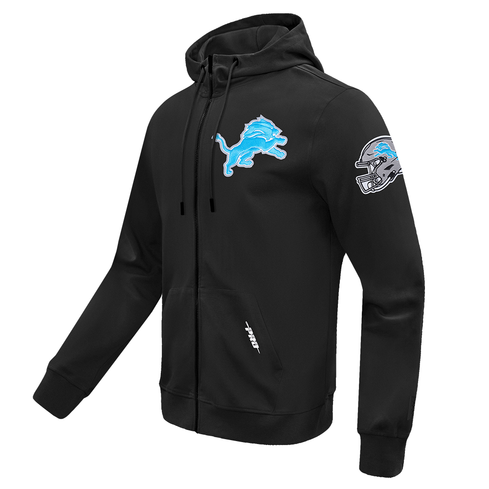 NFL DETROIT LIONS CLASSIC WIND SUIT MEN'S WOVEN FULL ZIP PULLOVER HOODIE FDL5410693-BLK - Velora
