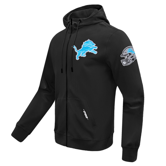 NFL DETROIT LIONS CLASSIC WIND SUIT MEN'S WOVEN FULL ZIP PULLOVER HOODIE FDL5410693-BLK - Velora