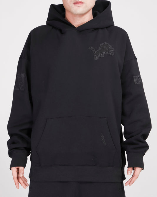 NFL DETROIT LIONS NEUTRAL DROP SHOULDER MEN'S PULLOVER HOODIE FDL545308-BLK - Velora