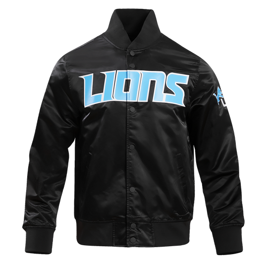 NFL DETROIT LIONS BIG LOGO MEN'S SATIN JACKET FDL6410277-BLK - Velora