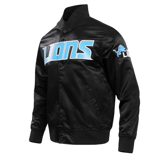 NFL DETROIT LIONS BIG LOGO MEN'S SATIN JACKET FDL6410277-BLK - Velora