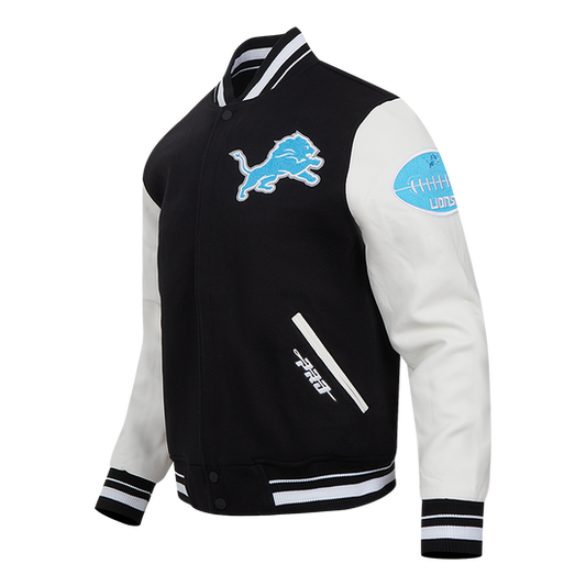 Detroit Lions Old English Rib Wool Varsity Jacket - Velora