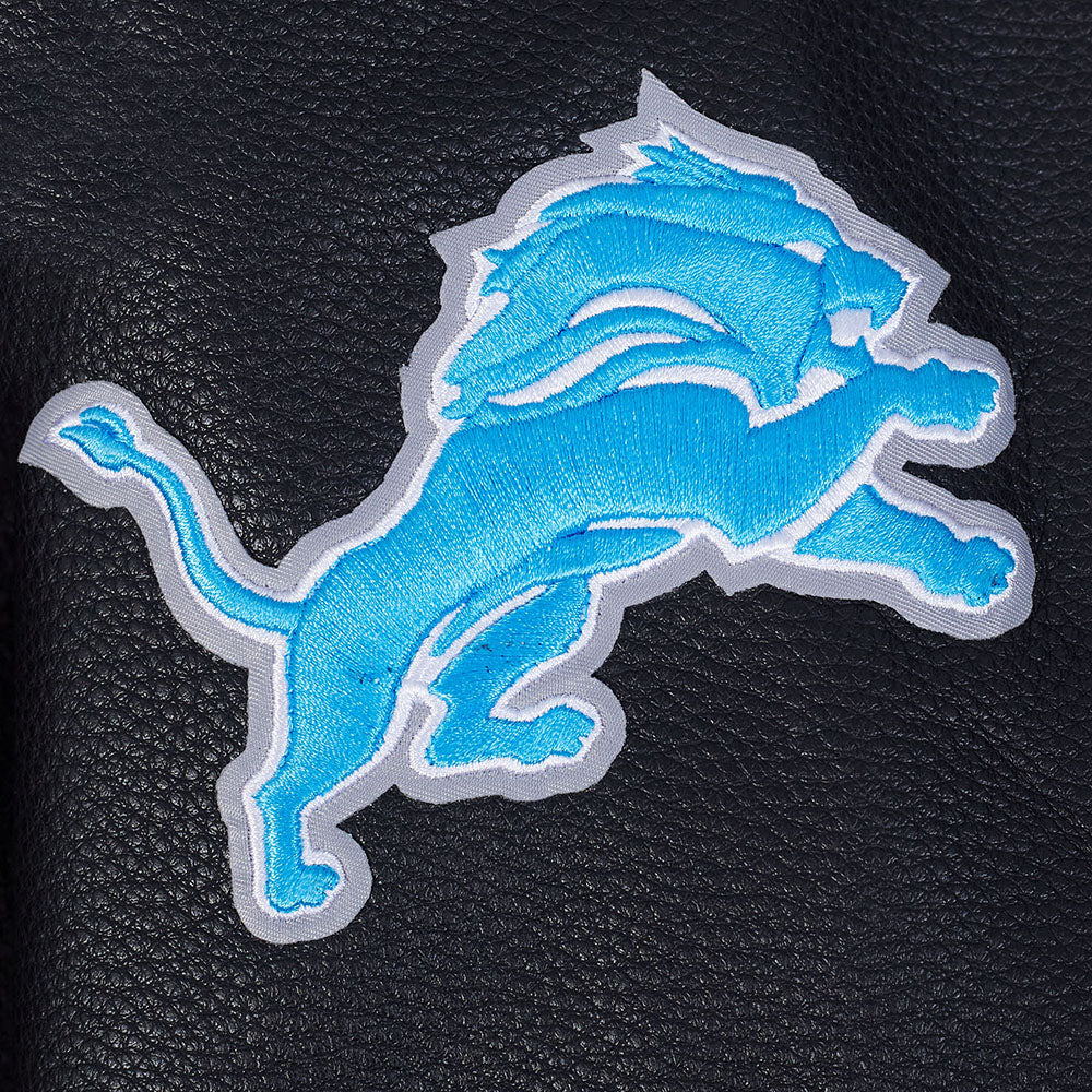 NFL DETROIT LIONS TEAM BADGE MEN'S RIB WOOL VARSITY JACKET FDL6411051-BGY - Velora