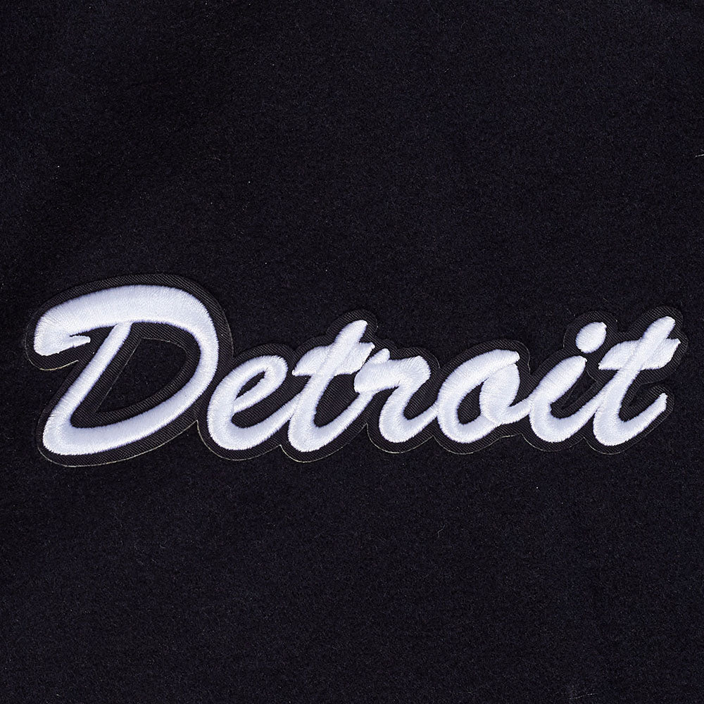 NFL DETROIT LIONS TEAM BADGE MEN'S RIB WOOL VARSITY JACKET FDL6411051-BGY - Velora