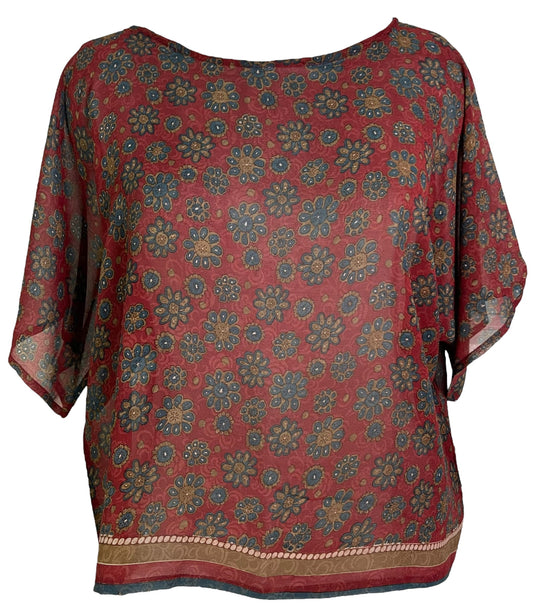 PRG6252 Sheer Avatar Pure Silk Boxy Top - Velora