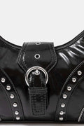 Fame Faux Leather Studded Trim Shoulder Bag - Velora Luxury Fashion