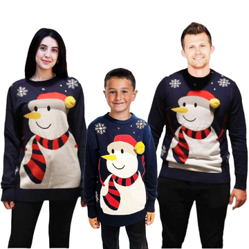 Family Bundle - Snowman Sweater With a Pompom - Velora Luxury Fashion