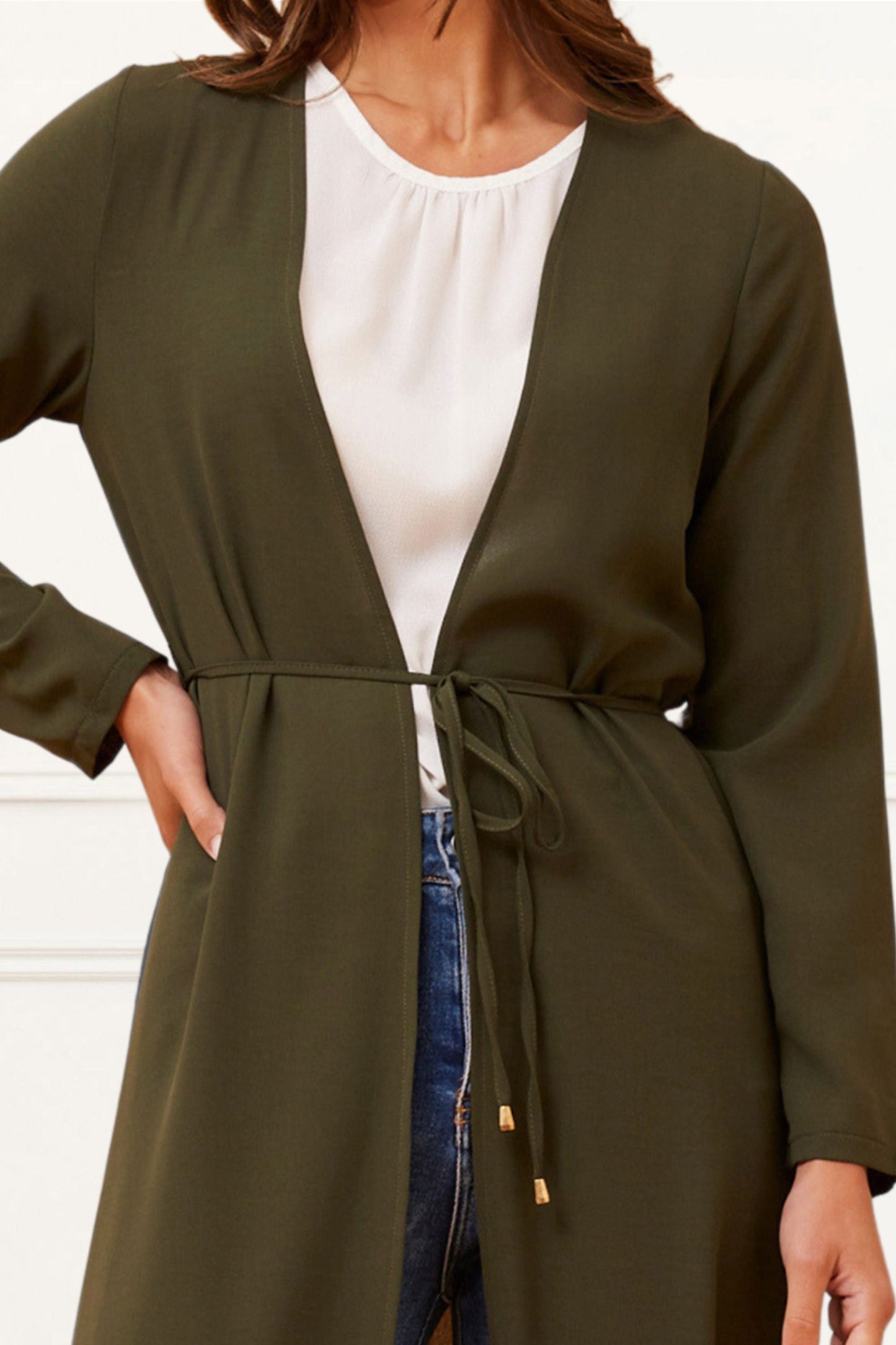 Fanny Long Woven Cover-Up Maxi Cardigan Open Tie Front - Velora Luxury Fashion