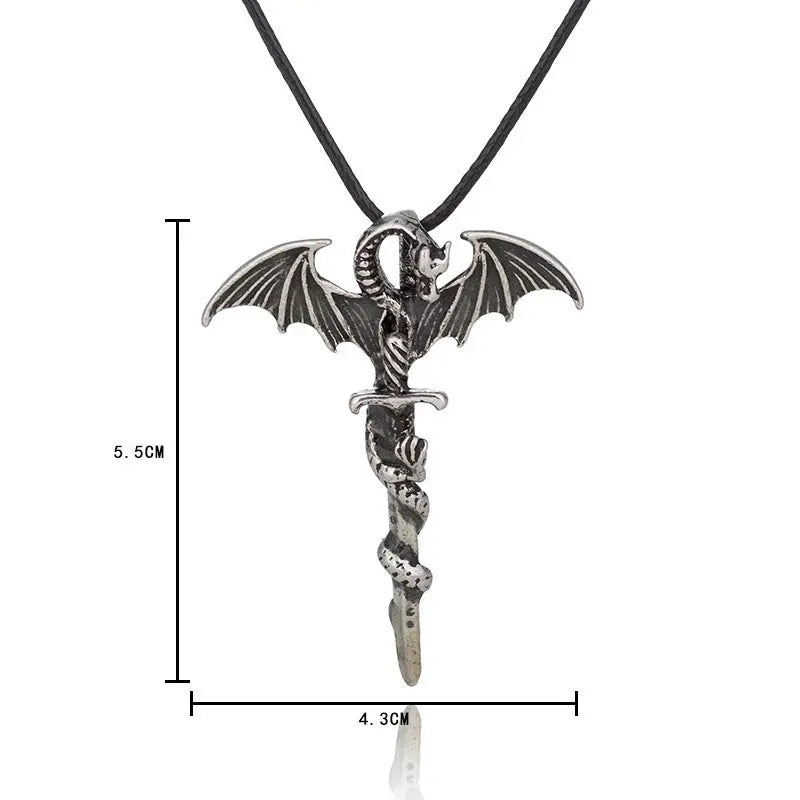 Fashion Trendy Men's Domineering Luminous Flame Dragon Necklace - Velora