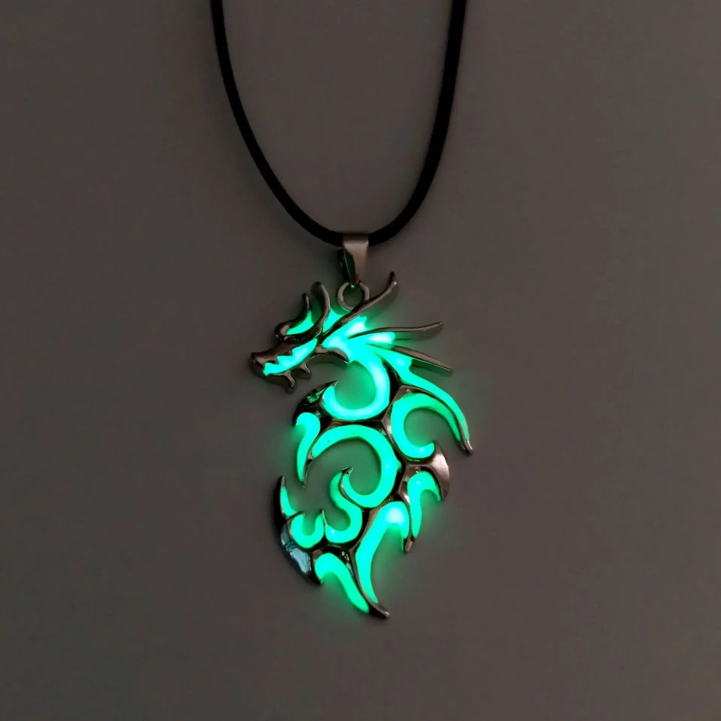 Fashion Trendy Men's Domineering Luminous Flame Dragon Necklace - Velora