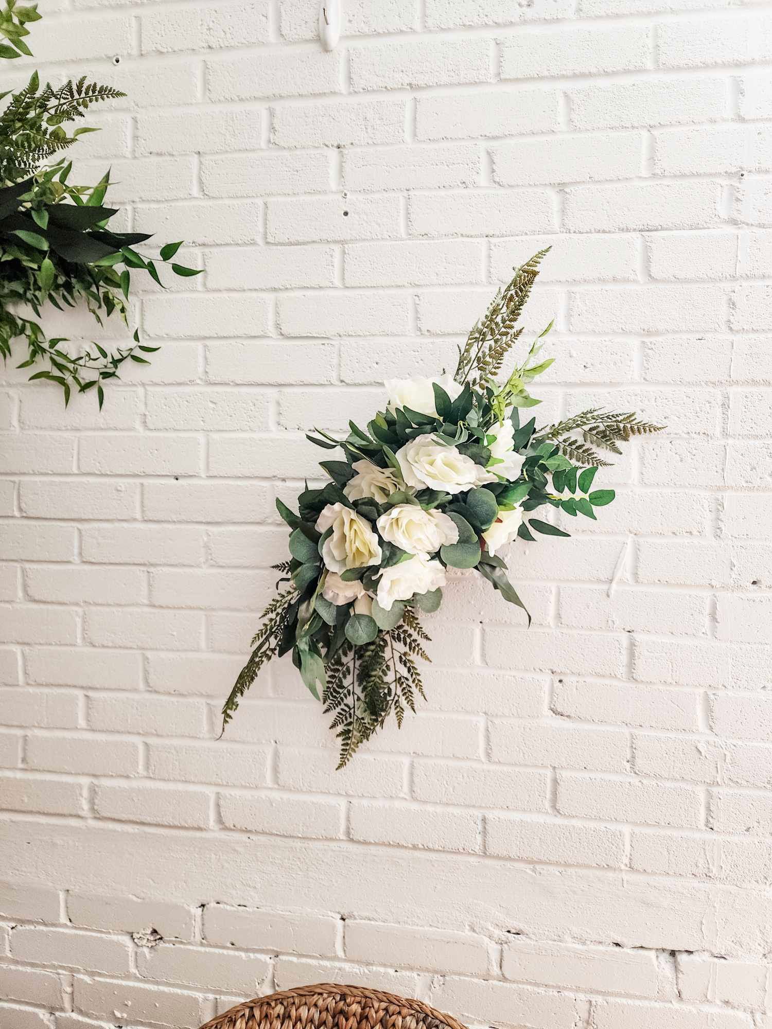 Faux Floral Arch Installation - Whites & Greens - Velora Luxury Fashion