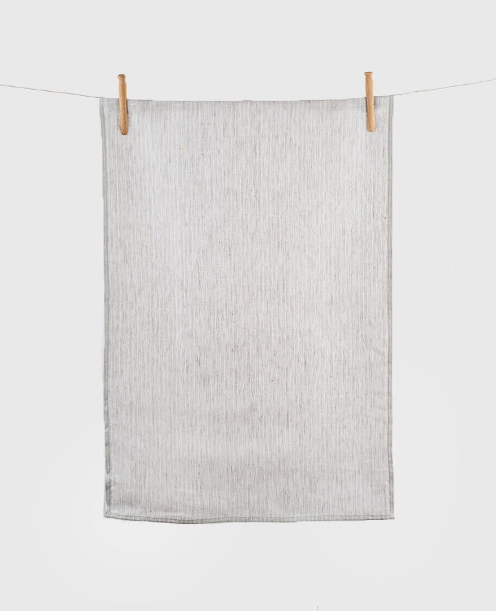 Findlay Linen Tea Towel Grey with White Stripes - Velora Luxury Fashion