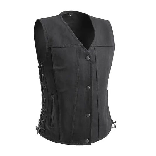 First MFG Co. Women's Tiff Motorcycle Twill Vest - Velora Luxury Fashion